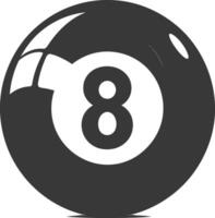 AI generated silhouette billiard ball number 8 black color only vector