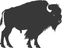 AI generated Silhouette bison animal black color only full body vector