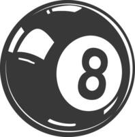 AI generated silhouette billiard ball number 8 black color only vector