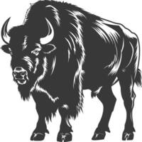 AI generated Silhouette bison animal black color only full body vector