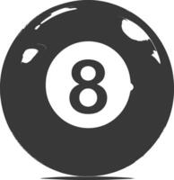 AI generated silhouette billiard ball number 8 black color only vector