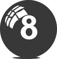 AI generated silhouette billiard ball number 8 black color only vector