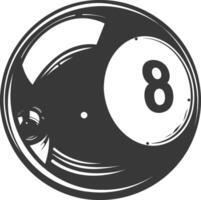 AI generated silhouette billiard ball number 8 black color only vector