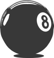 AI generated silhouette billiard ball number 8 black color only vector