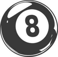 AI generated silhouette billiard ball number 8 black color only vector