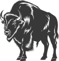 AI generated Silhouette bison animal black color only full body vector