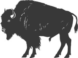 AI generated Silhouette bison animal black color only full body vector