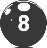 AI generated silhouette billiard ball number 8 black color only vector