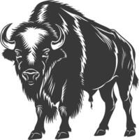 ai generado silueta bisonte animal negro color solamente lleno cuerpo vector