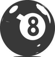 AI generated silhouette billiard ball number 8 black color only vector