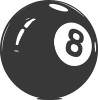 AI generated silhouette billiard ball number 8 black color only vector