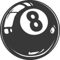 AI generated silhouette billiard ball number 8 black color only vector