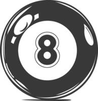 AI generated silhouette billiard ball number 8 black color only vector