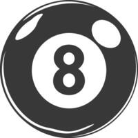 AI generated silhouette billiard ball number 8 black color only vector