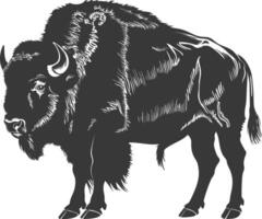 AI generated Silhouette bison animal black color only full body vector