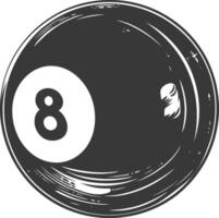 AI generated silhouette billiard ball number 8 black color only vector