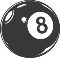AI generated silhouette billiard ball number 8 black color only vector