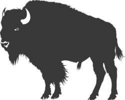 AI generated Silhouette bison animal black color only full body vector