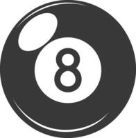 AI generated silhouette billiard ball number 8 black color only vector