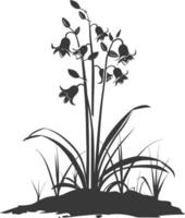 AI generated Silhouette bluebell flower in the ground black color only vector