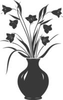 AI generated Silhouette bluebell flower in the vase black color only vector