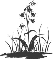 AI generated Silhouette bluebell flower in the ground black color only vector