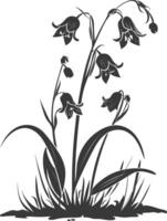 AI generated Silhouette bluebell flower in the ground black color only vector