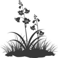 AI generated Silhouette bluebell flower in the ground black color only vector