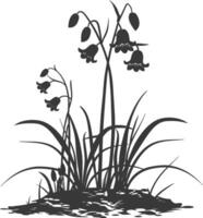 AI generated Silhouette bluebell flower in the ground black color only vector