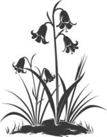 AI generated Silhouette bluebell flower in the ground black color only vector