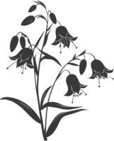 AI generated Silhouette bluebell flower black color only vector