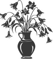 AI generated Silhouette bluebell flower in the vase black color only vector