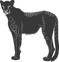 AI generated Silhouette cheetah animal black color only full body vector