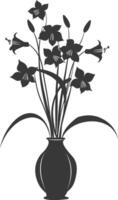 AI generated Silhouette bluebell flower in the vase black color only vector