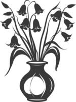 AI generated Silhouette bluebell flower in the vase black color only vector