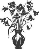 AI generated Silhouette bluebell flower in the vase black color only vector