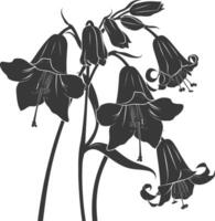 AI generated Silhouette bluebell flower black color only vector