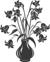 AI generated Silhouette bluebell flower in the vase black color only vector