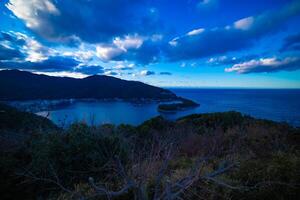A dawn panoramic port at the country side in Shizuoka wide shot photo