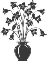 AI generated Silhouette bluebell flower in the vase black color only vector