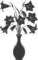 AI generated Silhouette bluebell flower in the vase black color only vector