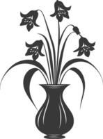 AI generated Silhouette bluebell flower in the vase black color only vector