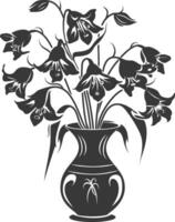 AI generated Silhouette bluebell flower in the vase black color only vector