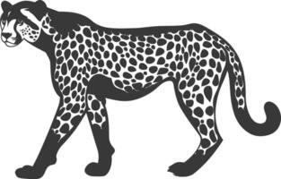 AI generated Silhouette cheetah animal black color only full body vector