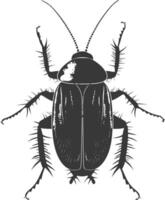 AI generated Silhouette Cockroach bug animal black color only full body vector