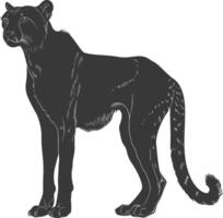 AI generated Silhouette cheetah animal black color only full body vector