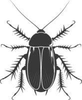 AI generated Silhouette Cockroach bug animal black color only full body vector