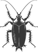 AI generated Silhouette Cockroach bug animal black color only full body vector