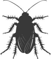 AI generated Silhouette Cockroach bug animal black color only full body vector