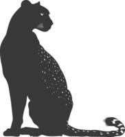 AI generated Silhouette cheetah animal black color only full body vector